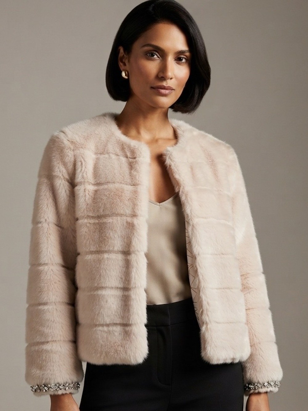 TED BAKER LONDON | Pink Faux Fur Embellished Jacket Size 1